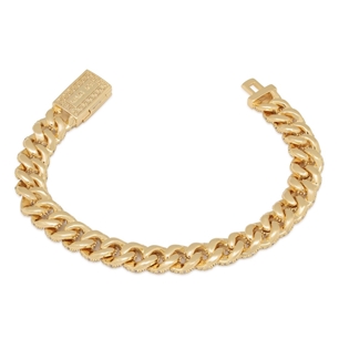 King Ice 14k Gold Plated Iced Miami Cuban Bracelet 10mm BRX14099 7"