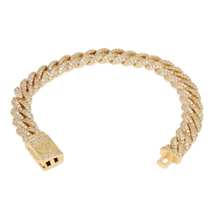 King Ice 14k Gold Plated Iced Miami Cuban Bracelet 10mm BRX14099 8"