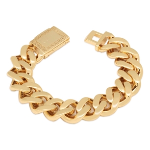 King Ice 14k Gold Plated 18mm Iced Baguette Miami Cuban Bracelet BRX14104 8"