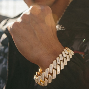 King Ice 14k Gold Plated 18mm Iced Diamond Cut Miami Cuban Bracelet BRX14109 8"