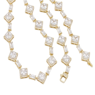 King Ice 14k Gold Plated Baguette Necklace CHX14035 20"