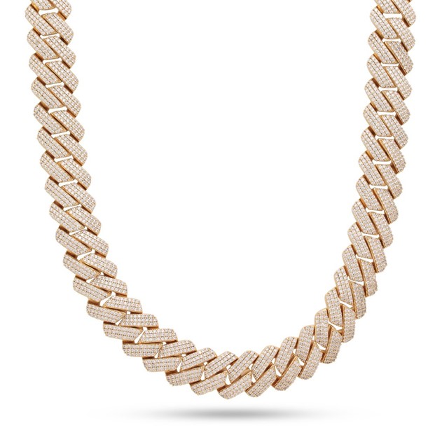 King Ice 14k Gold Plated 18mm Iced Diamond Cut Miami Cuban Chain CHX14107 20"