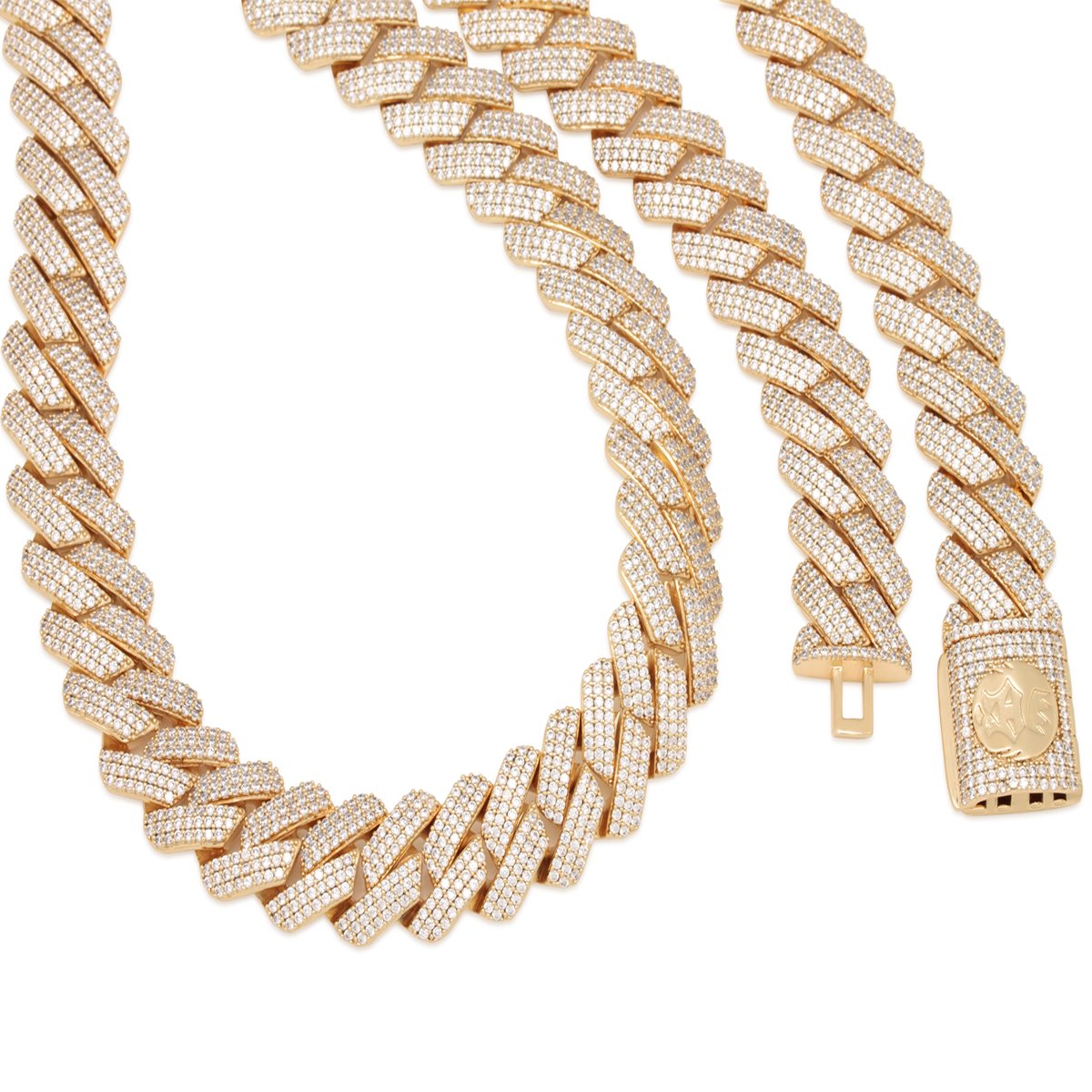 King Ice 14k Gold Plated 18mm Iced Diamond Cut Miami Cuban Chain CHX14107 18"