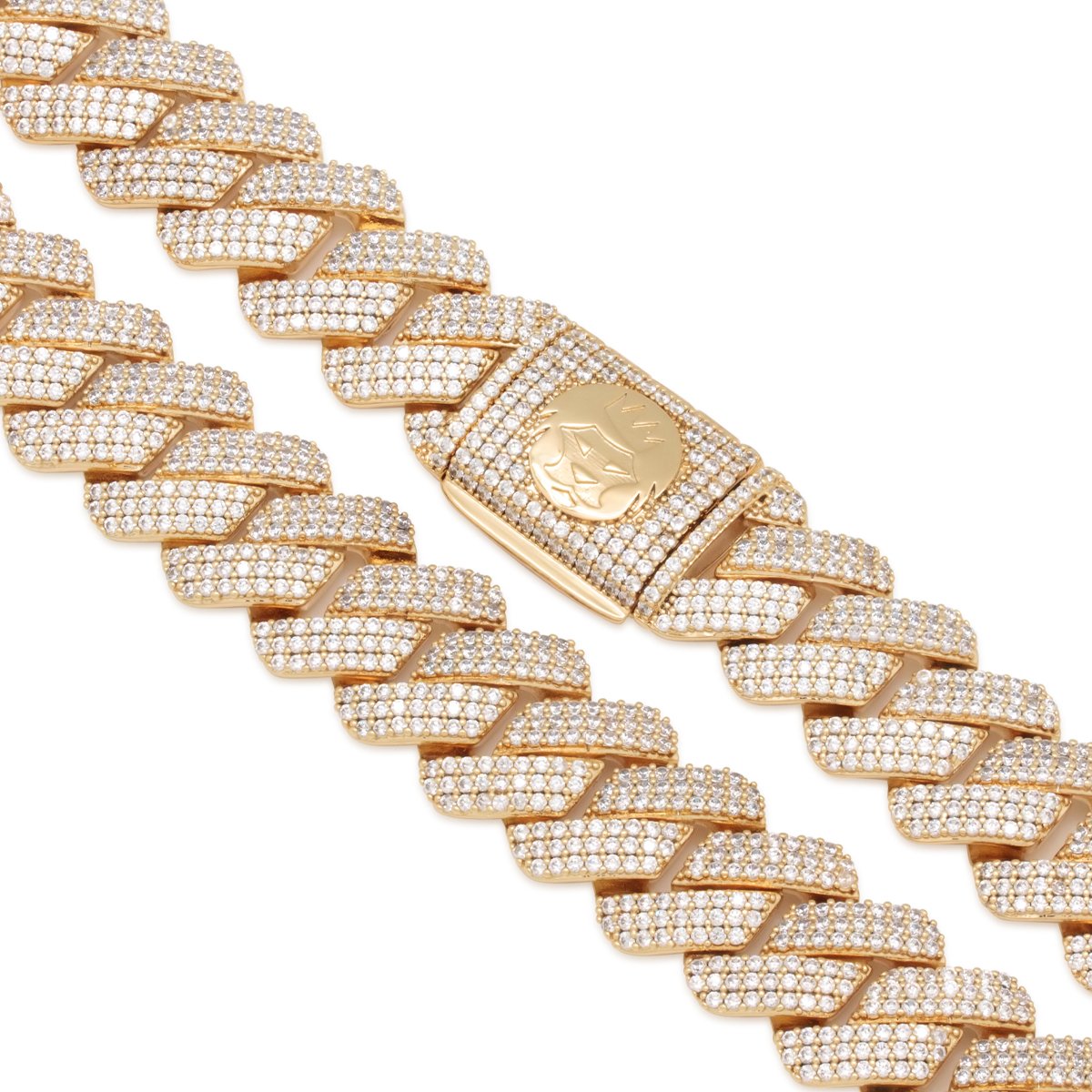 King Ice 14k Gold Plated 18mm Iced Diamond Cut Miami Cuban Chain CHX14107 18"