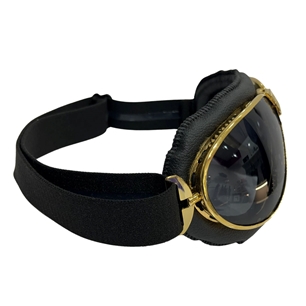Nannini Leather Goggles TT Black Gold/Grey