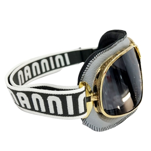 Nannini Leather Goggles Cruiser Grey Gold/Silver Mirror