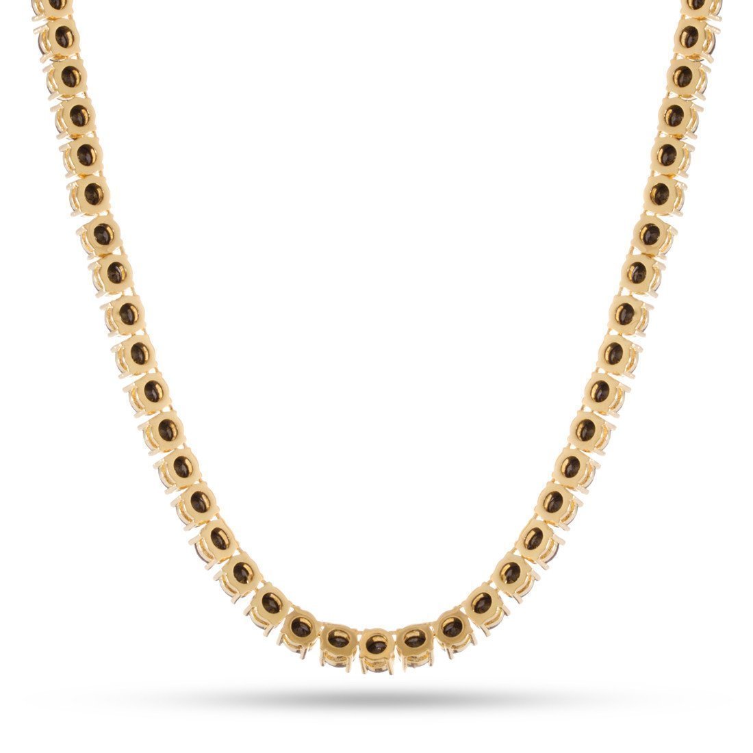 KING ICE 14K Gold Plated Necklace CHX11962 Black Onyx Tennis 5mm 24"