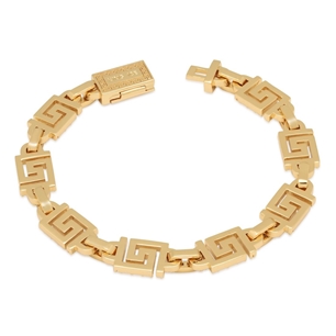 King Ice 14k Gold Plated Iced Greek Key Bracelet BRX14111 8"