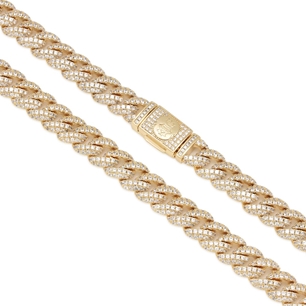 King Ice 14k  Gold Plated 10MM Iced Miami Cuban Chain Necklace CHX14099 18"