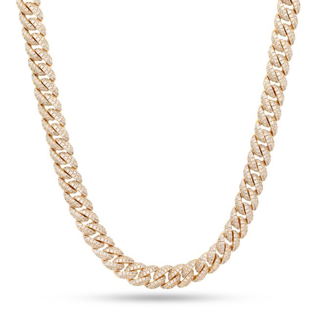 King Ice 14k  Gold Plated 10MM Iced Miami Cuban Chain Necklace CHX14099 24"