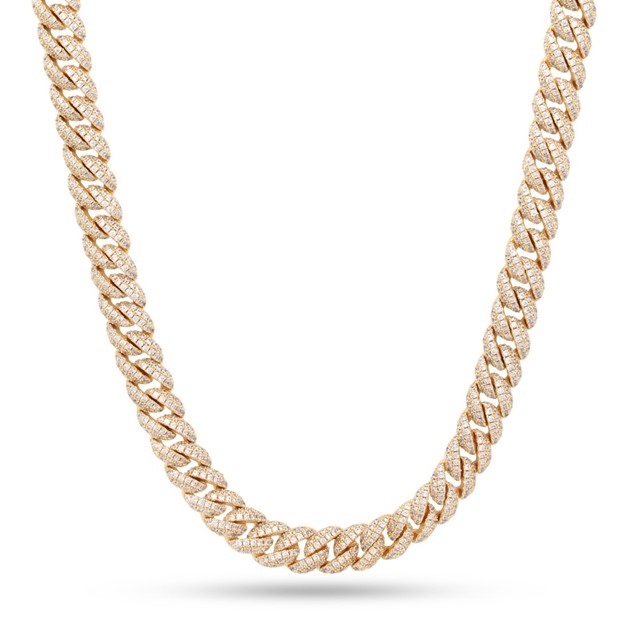 King Ice 14k  Gold Plated 10MM Iced Miami Cuban Chain Necklace CHX14099 22"
