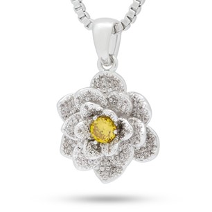 King Ice White Gold Plated Lotus Flower of Health Necklace NKX14027