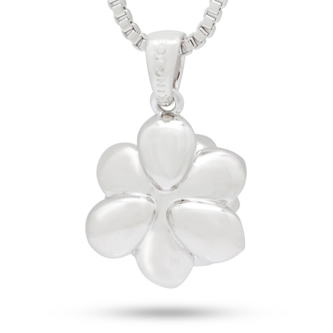King Ice White Gold Plated Lotus Flower of Health Necklace NKX14027