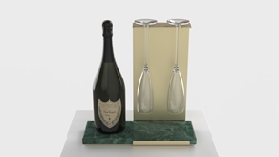 Fold Champagne Stand Gold Green Marble