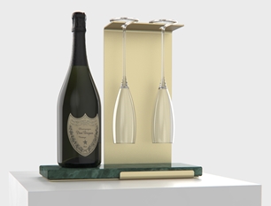 Fold Champagne Stand Gold Green Marble