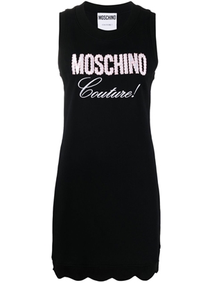 MOSCHINO Dress Logo Embroidery Black/Pink