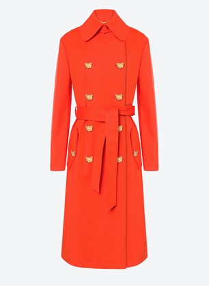MOSCHINO Couture Trenchcoat Bear Buttons Orange