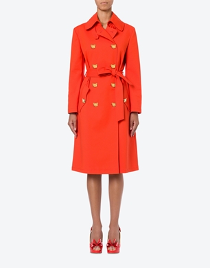 MOSCHINO Couture Trenchcoat Bear Buttons Orange