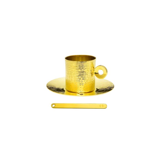 Zanetto Espresso Cup 24k Gold Plated + 24k Gold Plated Stick