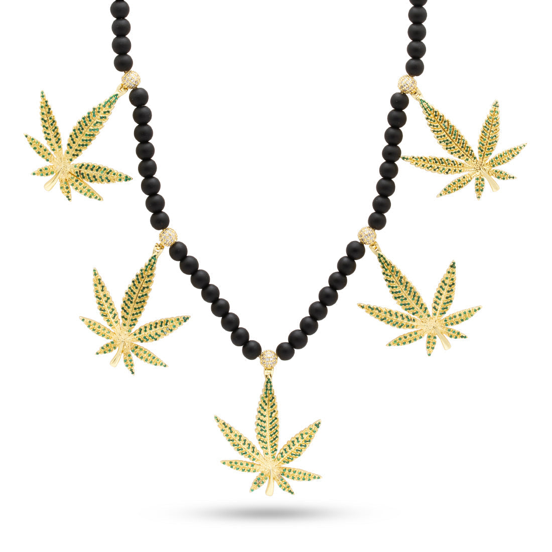 King Ice 14k Gold Plated Grandmaster Cannabis Leaf Necklace NKX14398