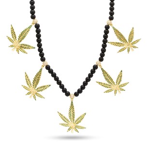 King Ice 14k Gold Plated Grandmaster Cannabis Leaf Necklace NKX14398