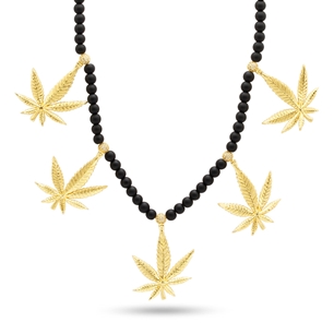 King Ice 14k Gold Plated Grandmaster Cannabis Leaf Necklace NKX14398