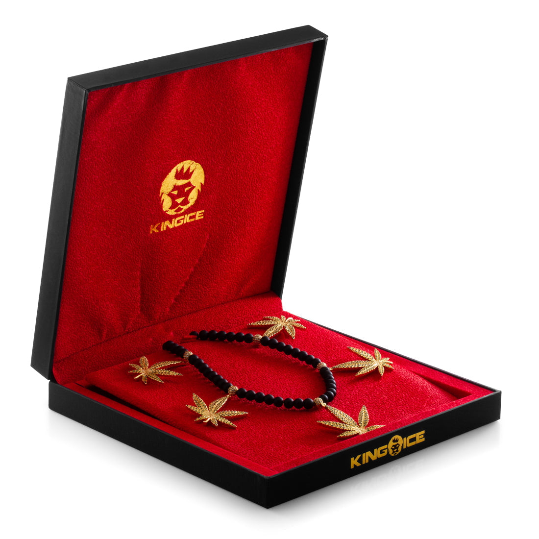 King Ice 14k Gold Plated Grandmaster Cannabis Leaf Necklace NKX14398