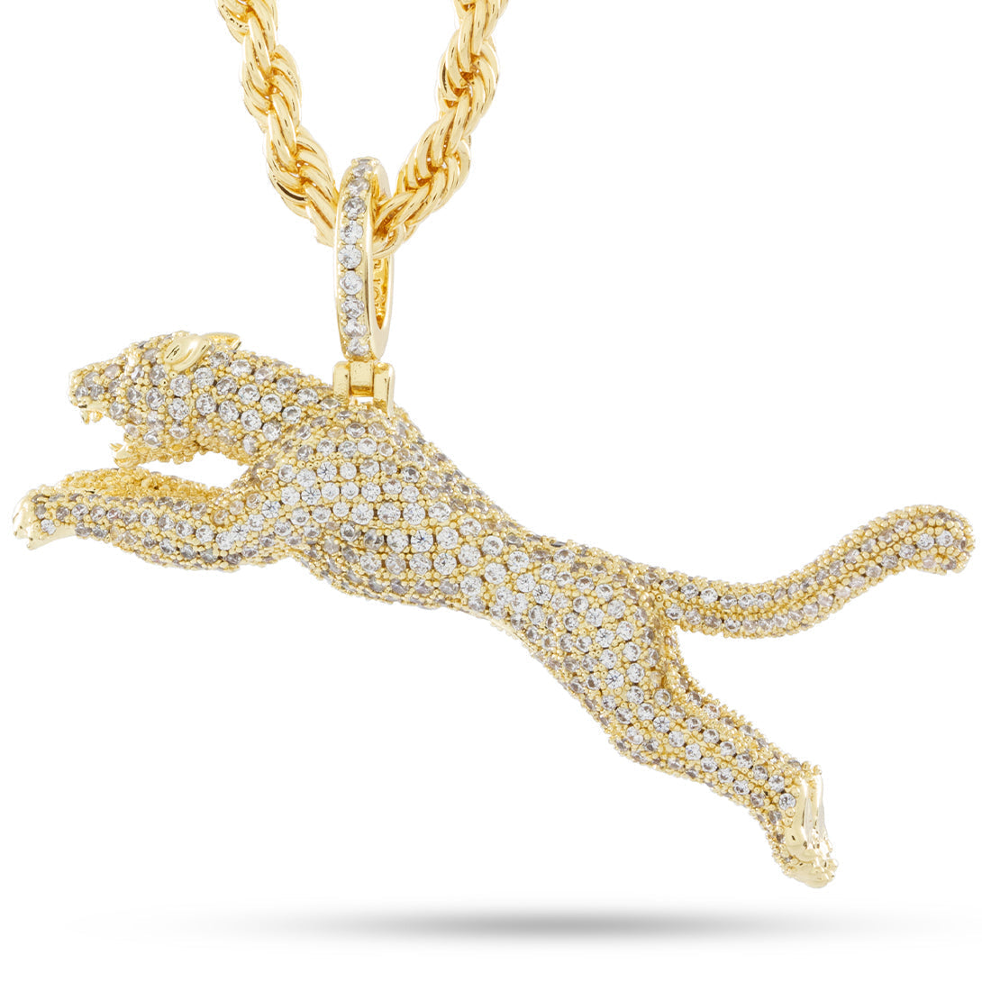King Ice 14k Gold Plated Jaguar Necklace NKX14400