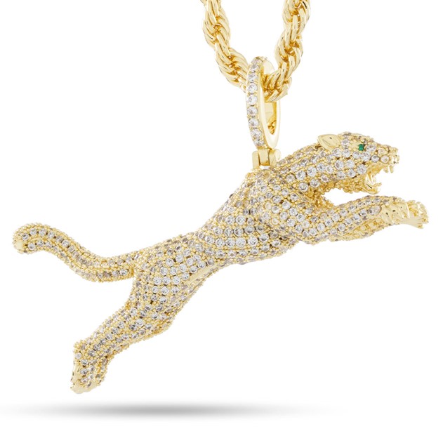 King Ice 14k Gold Plated Jaguar Necklace NKX14400