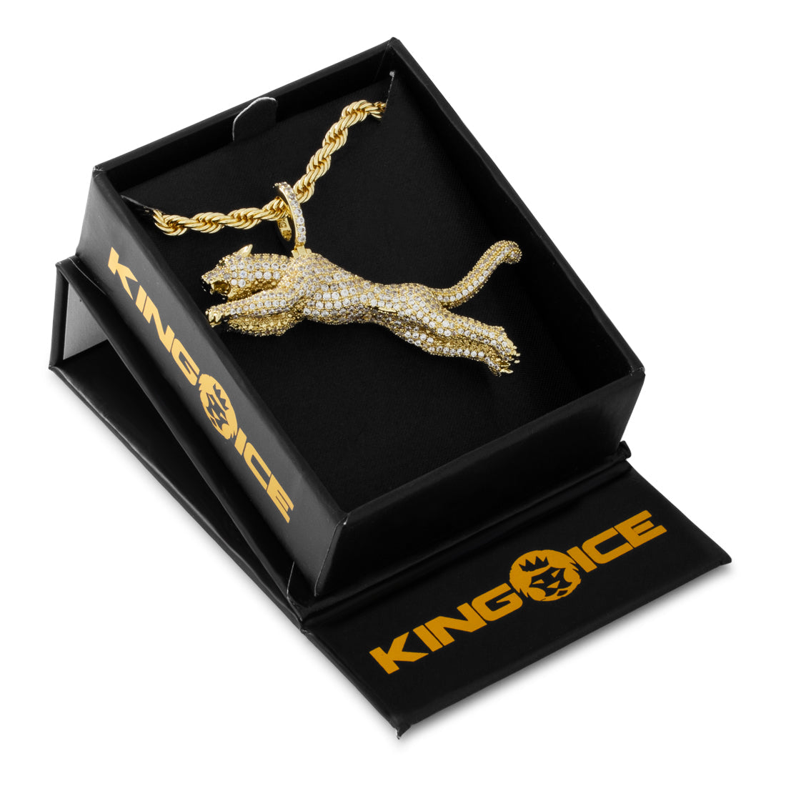 King Ice 14k Gold Plated Jaguar Necklace NKX14400