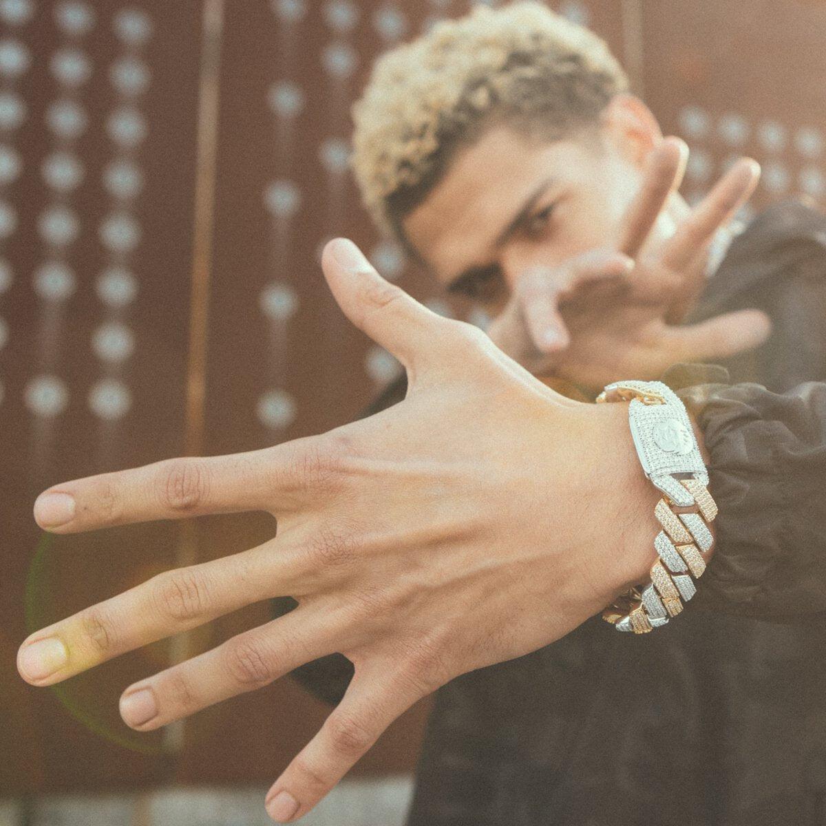 King Ice Yellow & White Gold Plated 18mm Diamond Cut Miami Cuban Bracelet BRX14108 8"