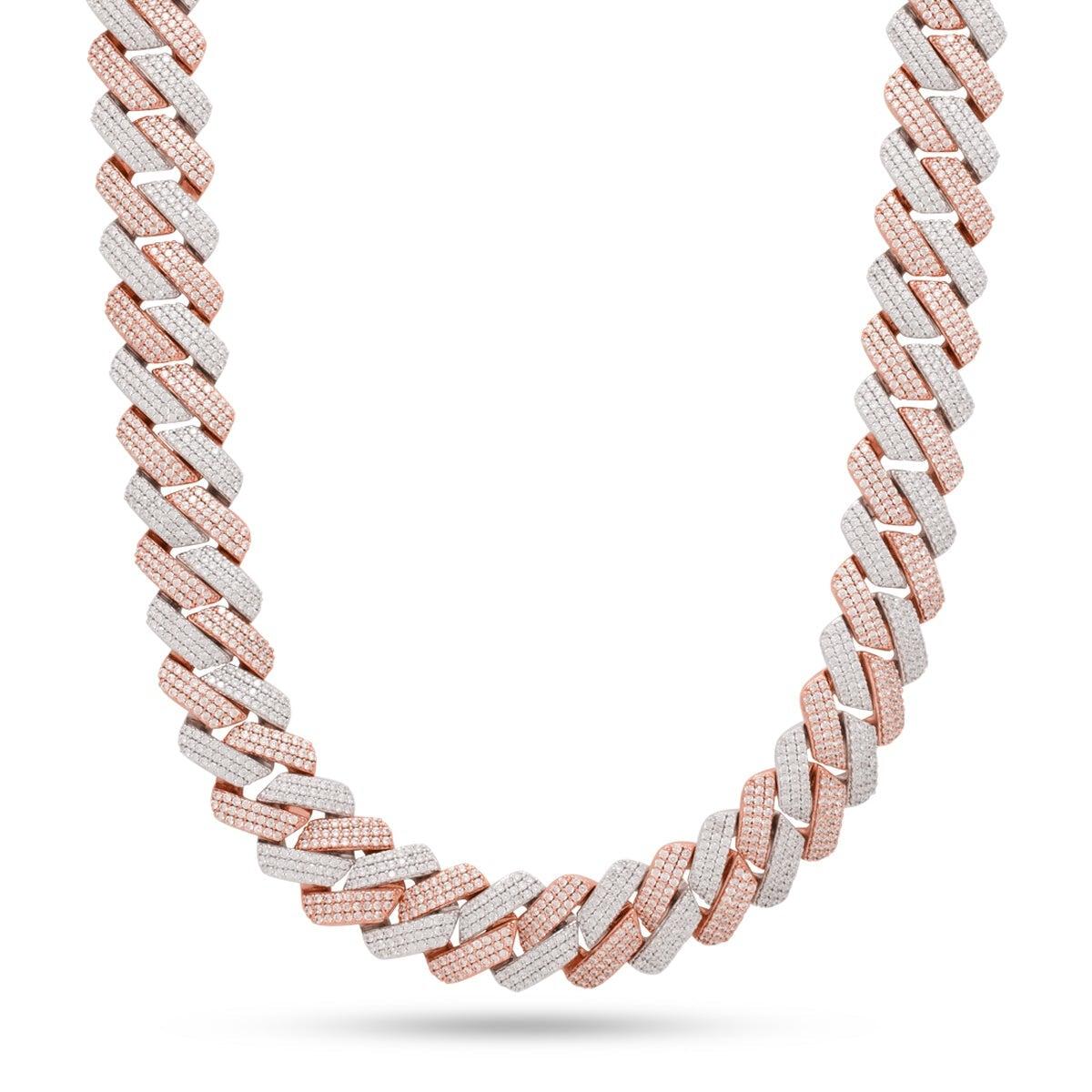 King Ice White & Rose Gold Plated 18mm Diamond Cut Miami Cuban Chain CHX14108 18"