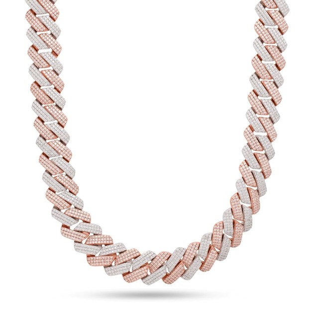 King Ice White & Rose Gold Plated 18mm Diamond Cut Miami Cuban Chain CHX14108 20"
