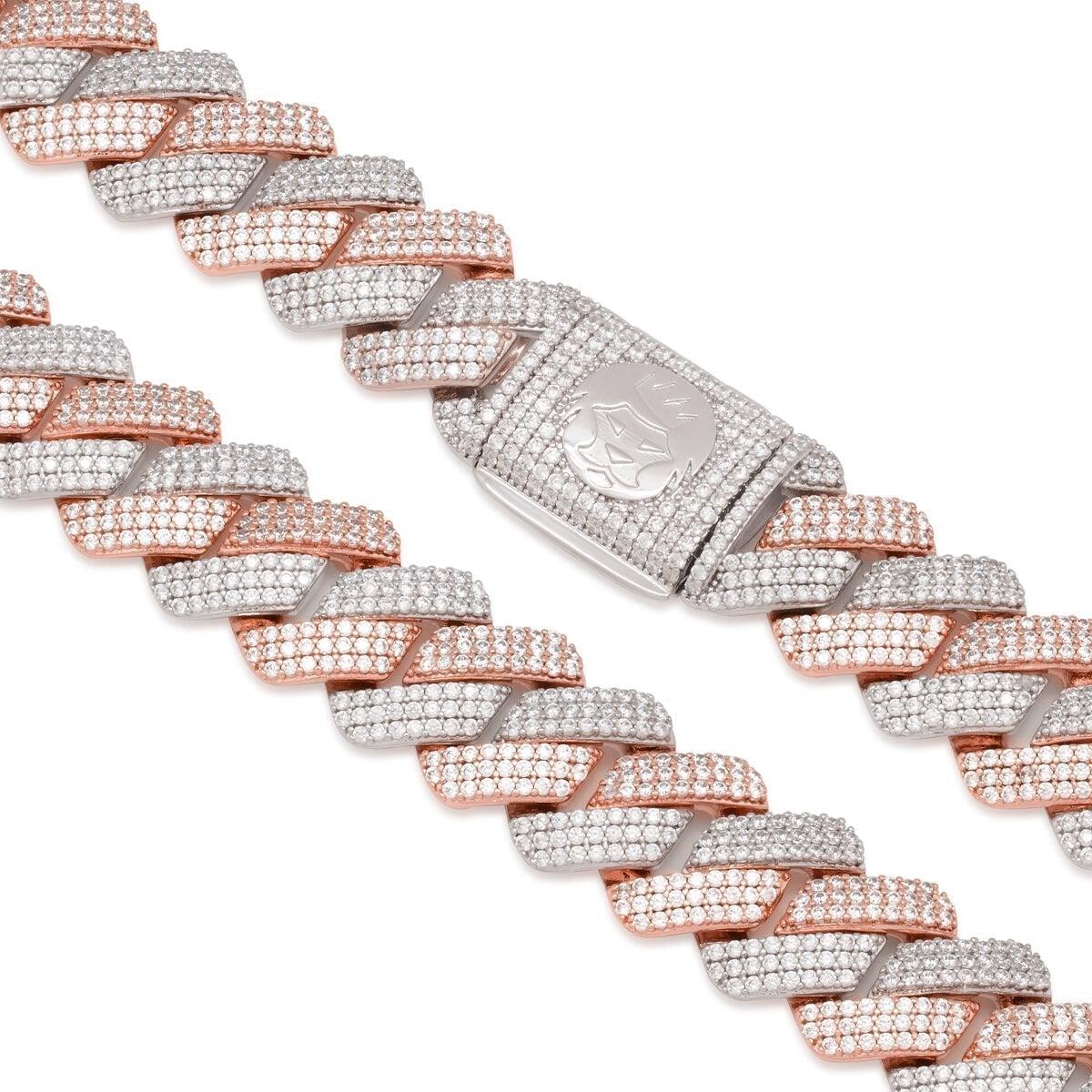 King Ice White & Rose Gold Plated 18mm Diamond Cut Miami Cuban Chain CHX14108 18"