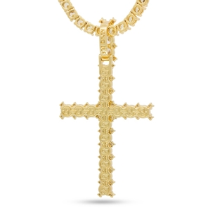 King Ice 14k Gold Plated Cross of Inner Light Necklace NKX14333