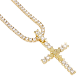 King Ice 14k Gold Plated Cross of Inner Light Necklace NKX14333