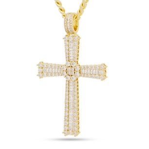 King Ice 14k Gold Plated Celtic Cross Necklace NKX14335
