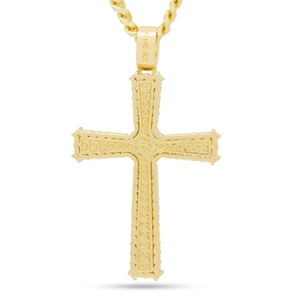 King Ice 14k Gold Plated Celtic Cross Necklace NKX14335