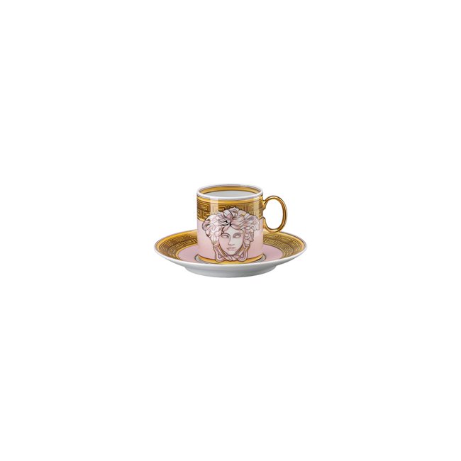 Versace Medusa Amplified Pink Coin Espresso Cup+Saucer 4012437385144
