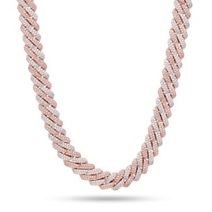 King Ice Rose/White Gold Plated 12mm Iced Two Tone Diamond Cut Miami Cuban Chain CHX14106 24"