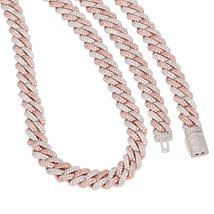 King Ice Rose/White Gold Plated 12mm Iced Two Tone Diamond Cut Miami Cuban Chain CHX14106 20"