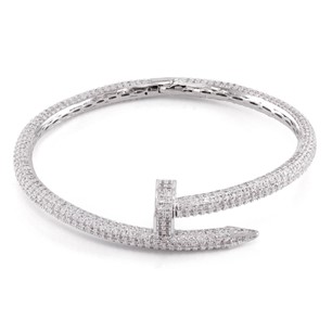King Ice White Gold Plated Studded Nail Bracelet BRX11913