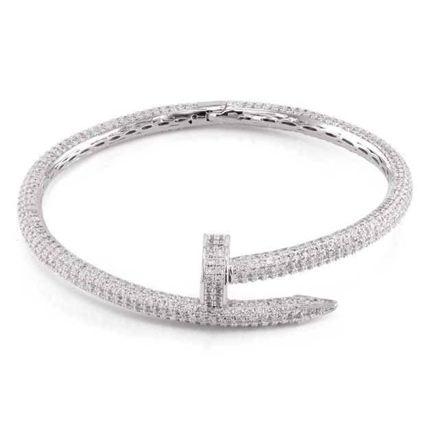 King Ice White Gold Plated Studded Nail Bracelet BRX11913