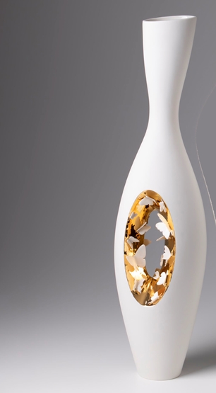 FOS Ceramiche Falling in Love F Vase 23k Gold Plated