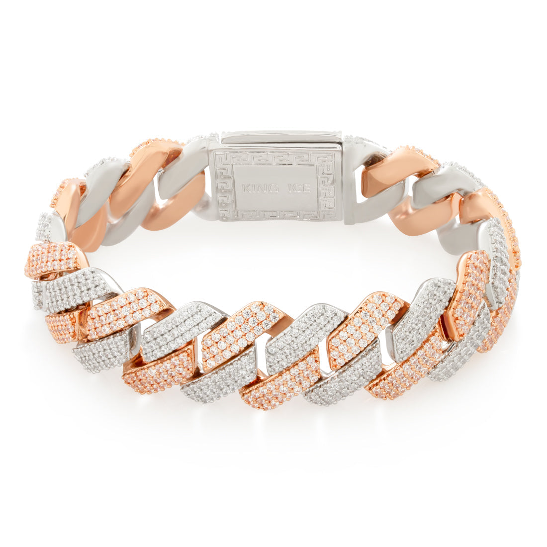 King Ice Iced Diamond Cut Miami Cuban Bracelet 18mm BRX14108 7"