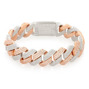 King Ice Iced Diamond Cut Miami Cuban Bracelet 18mm BRX14108 7"