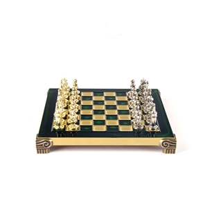 Byzantine Metal Chess Set 20x20cm Green