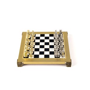 Byzantine Metal Chess Set 20x20cm Black & White