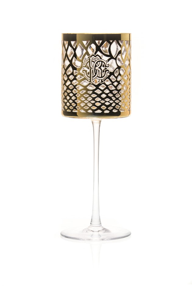 Roberto Cavalli Marrakech Gold Wine Glass/Goblet 2 Pieces RCHCMA0011S2
