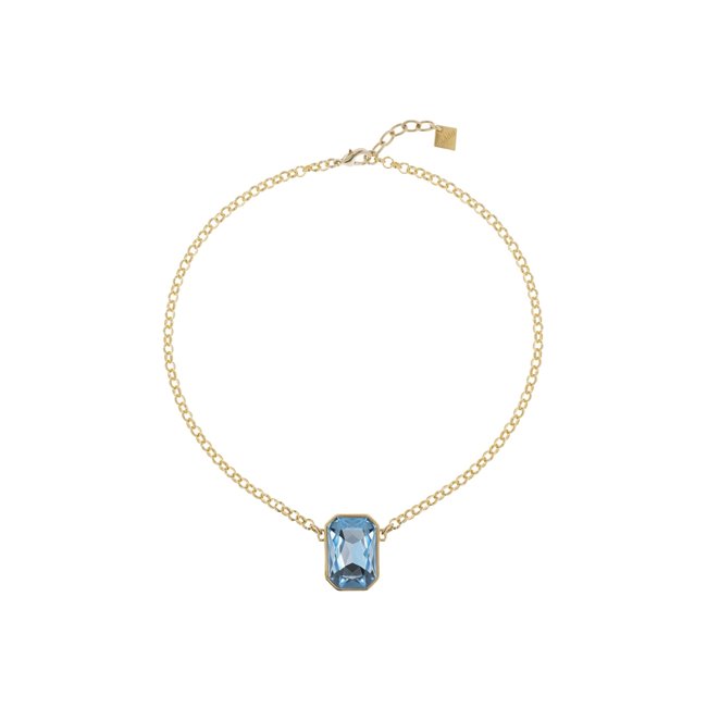Vidda Jewelry 24k Gold Plated Soho Necklace 28 Aquamarine Crystal